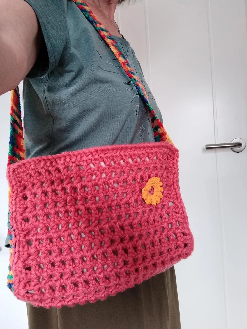 ✨Bolsa de ombro feita à mão cor rosa claro colorida espaçosa única – photo 2